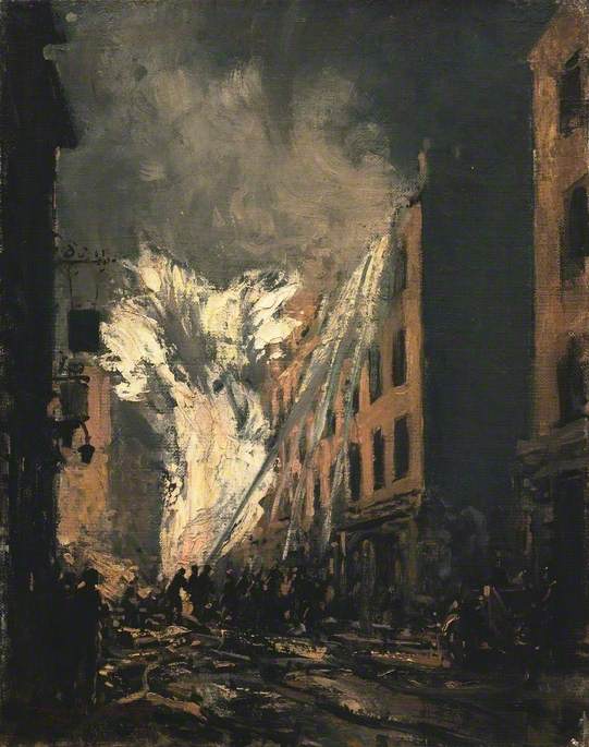 A Blazing Gas Main In Old Compton Street, London W1 — Reginald Mills