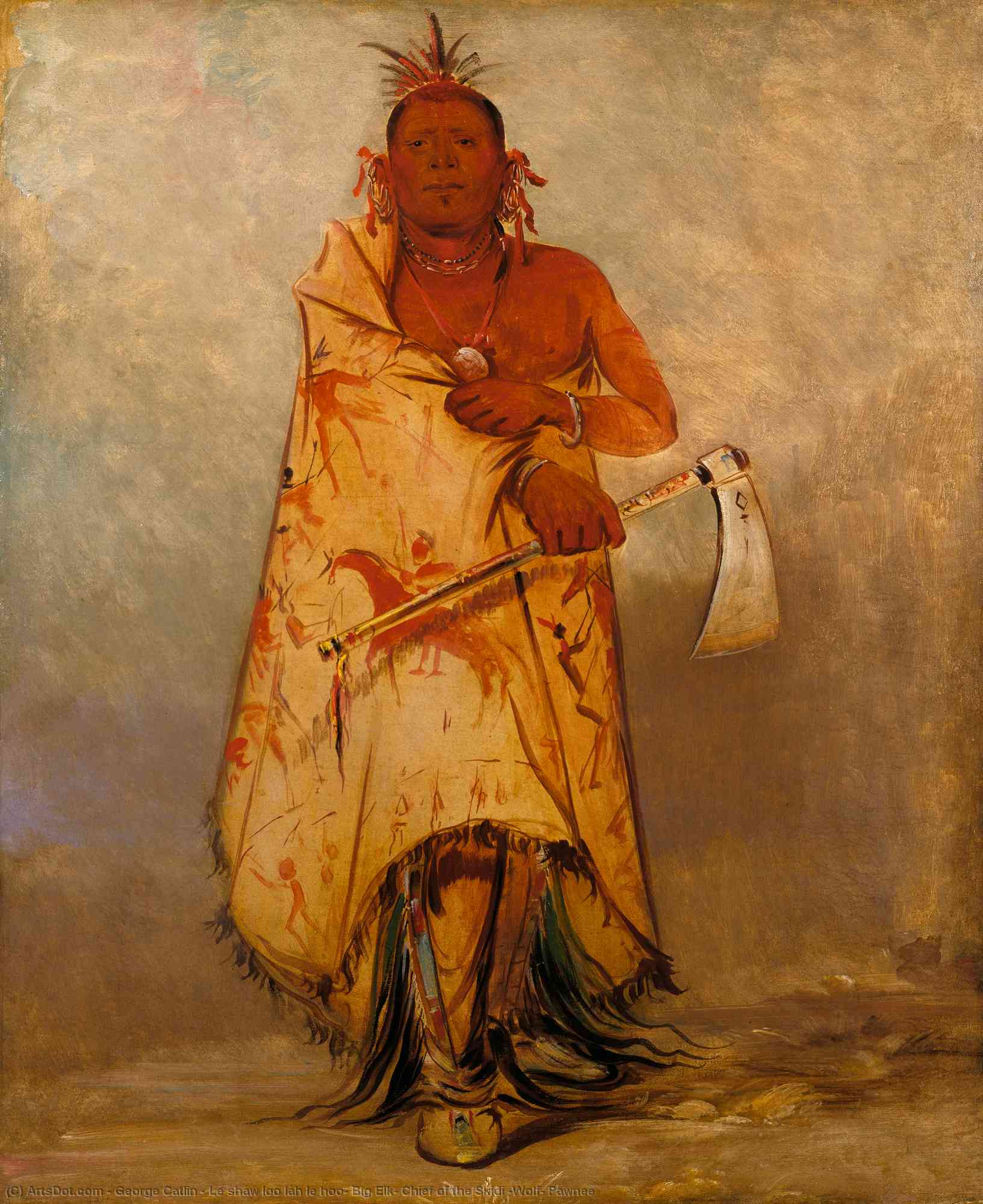 Le Sháw Loo Láh Le Hoo, Big Elk, Jefe De Los Pawnee Skidi (lobo) — George Catlin