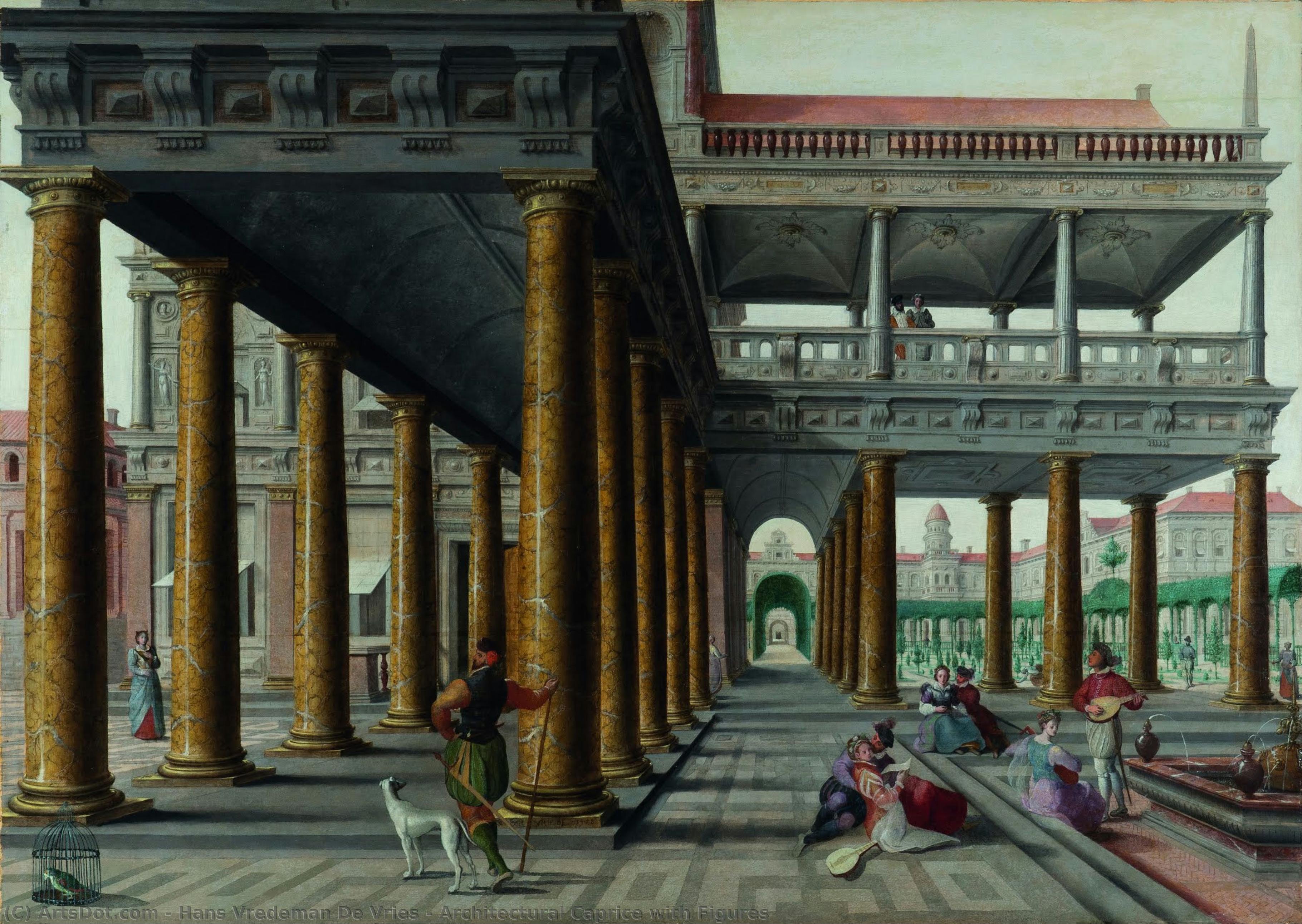 Architectural Caprice With Figures — Hans Vredeman De Vries