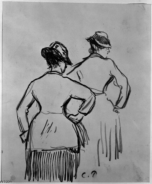 Two Studies Of Woman, With Right Hand On Hip — Camille Pissarro