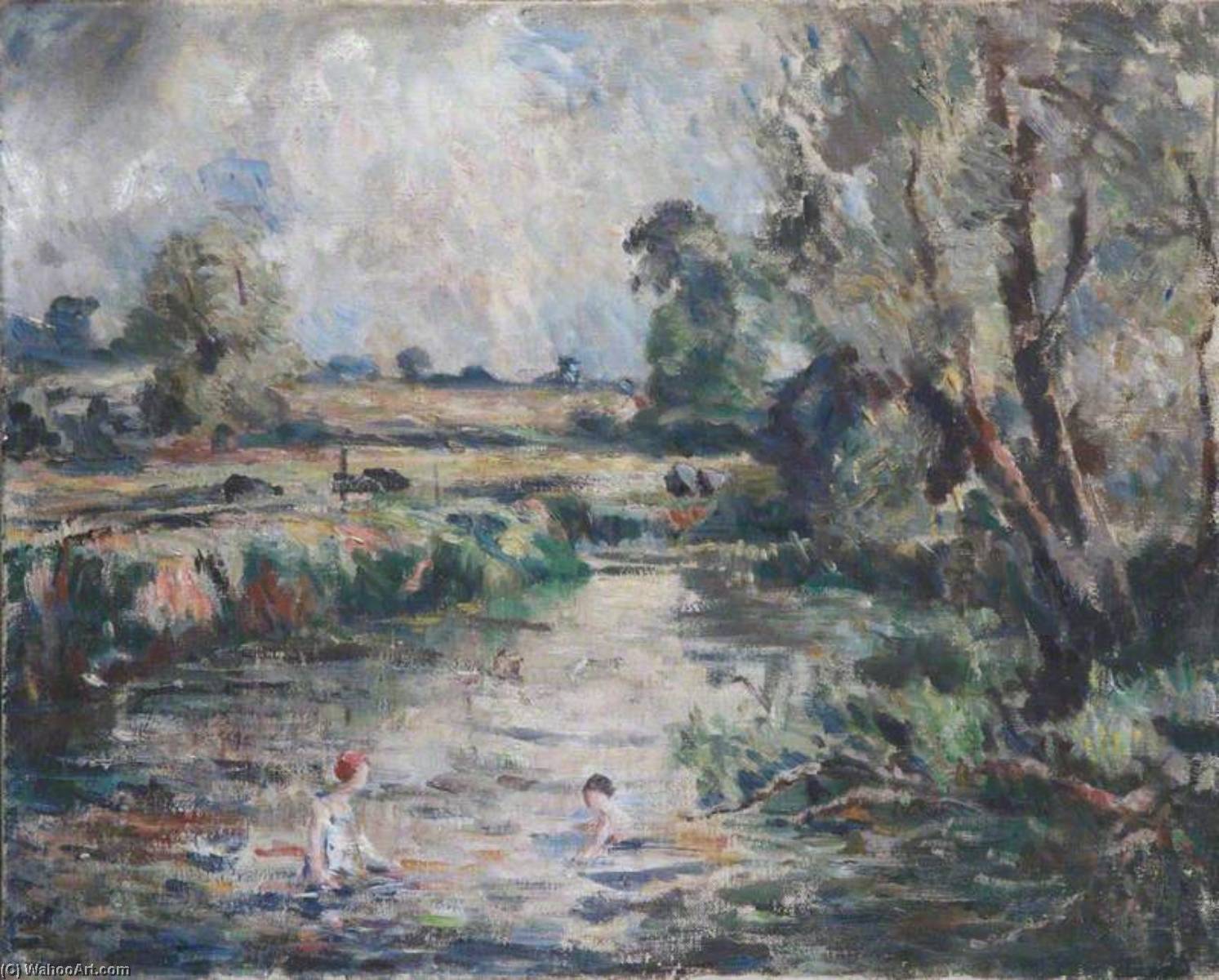 Children Playing In A River In A Country Setting (after John Constable ) — Alan Francis Clutton Brock