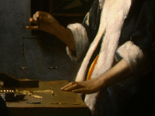 Frau Hält Ein Gleichgewicht Detalj 4 Ngw — Johannes Vermeer