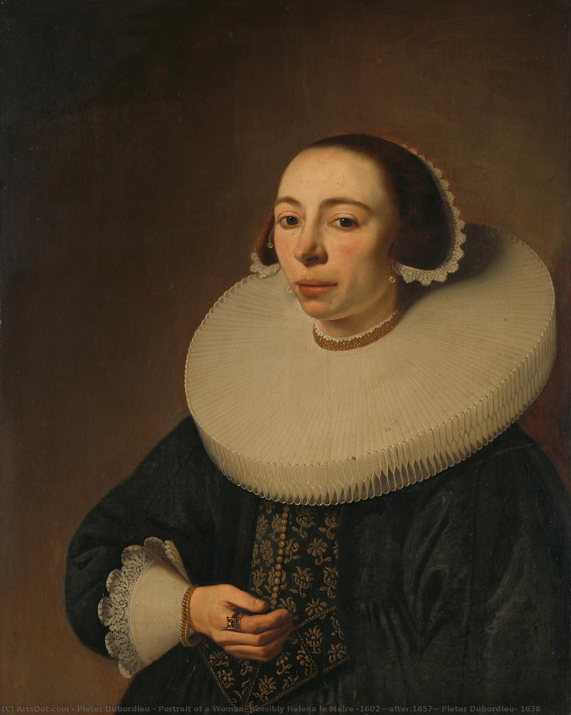 Portrait Of A Woman, Possibly Helena Le Maire (1602 ?-after 1657), Pieter Dubordieu, 1638 — Pieter Du Bordieu