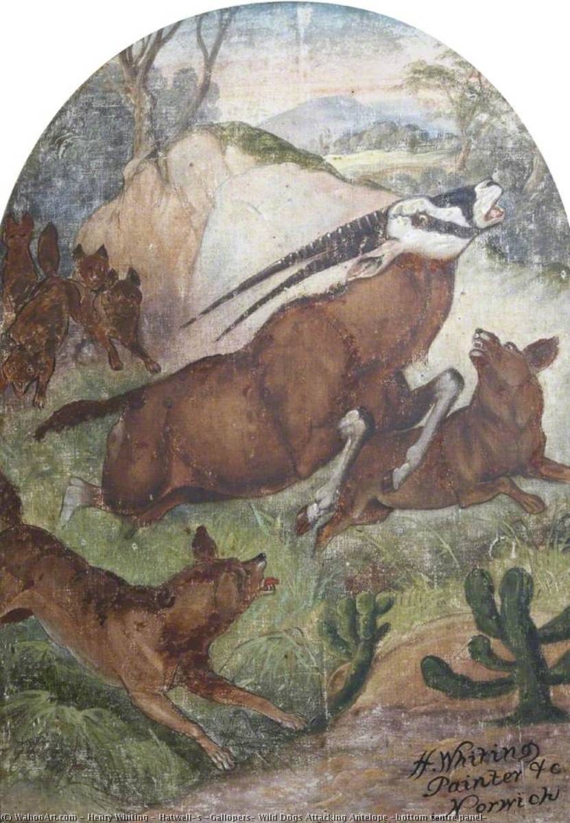 Hatwell's 'gallopers' Wild Dogs Attacking Antelope (bottom Centre Panel) — Henry Whiting
