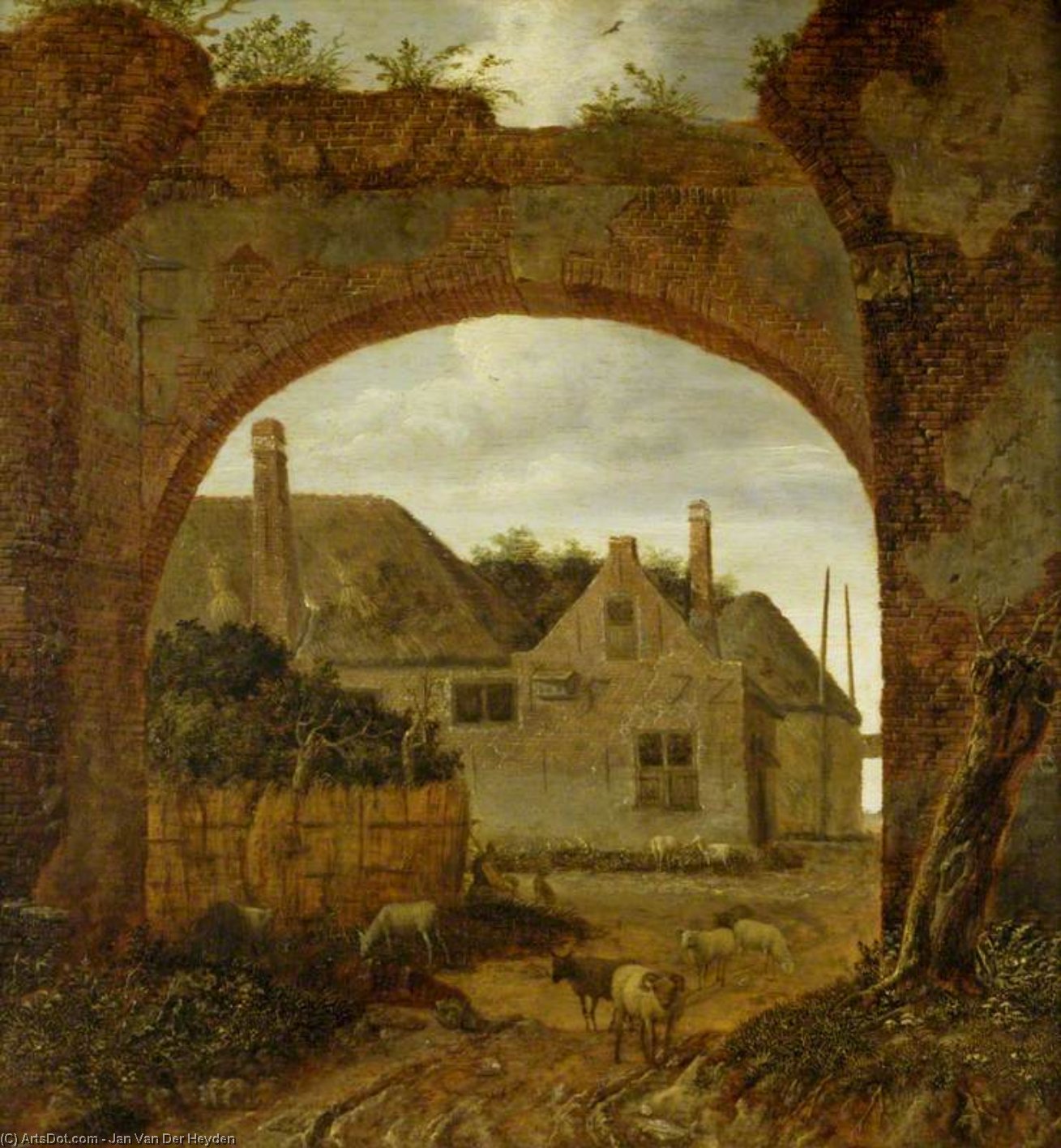 Farm Buildings Seen Through An Archway — Jan Van Der Heyden