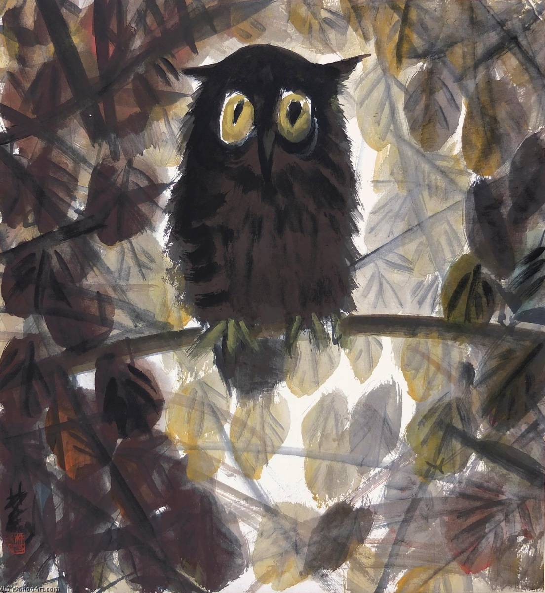 Owl — Lin Fengmian Flying Geese Over The Lotus Pond