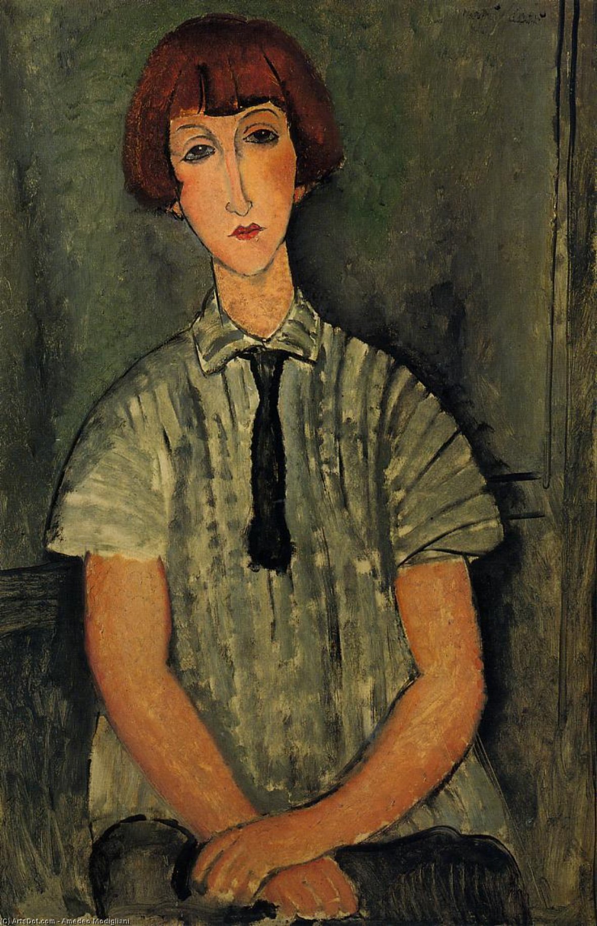 Young Girl In A Striped Blouse — Amedeo Clemente Modigliani