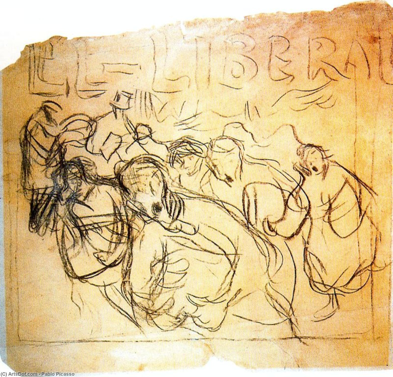 Einer Der Entwürfe Für Den Plakat Des Tageszeitungs El Liberal — Pablo Picasso