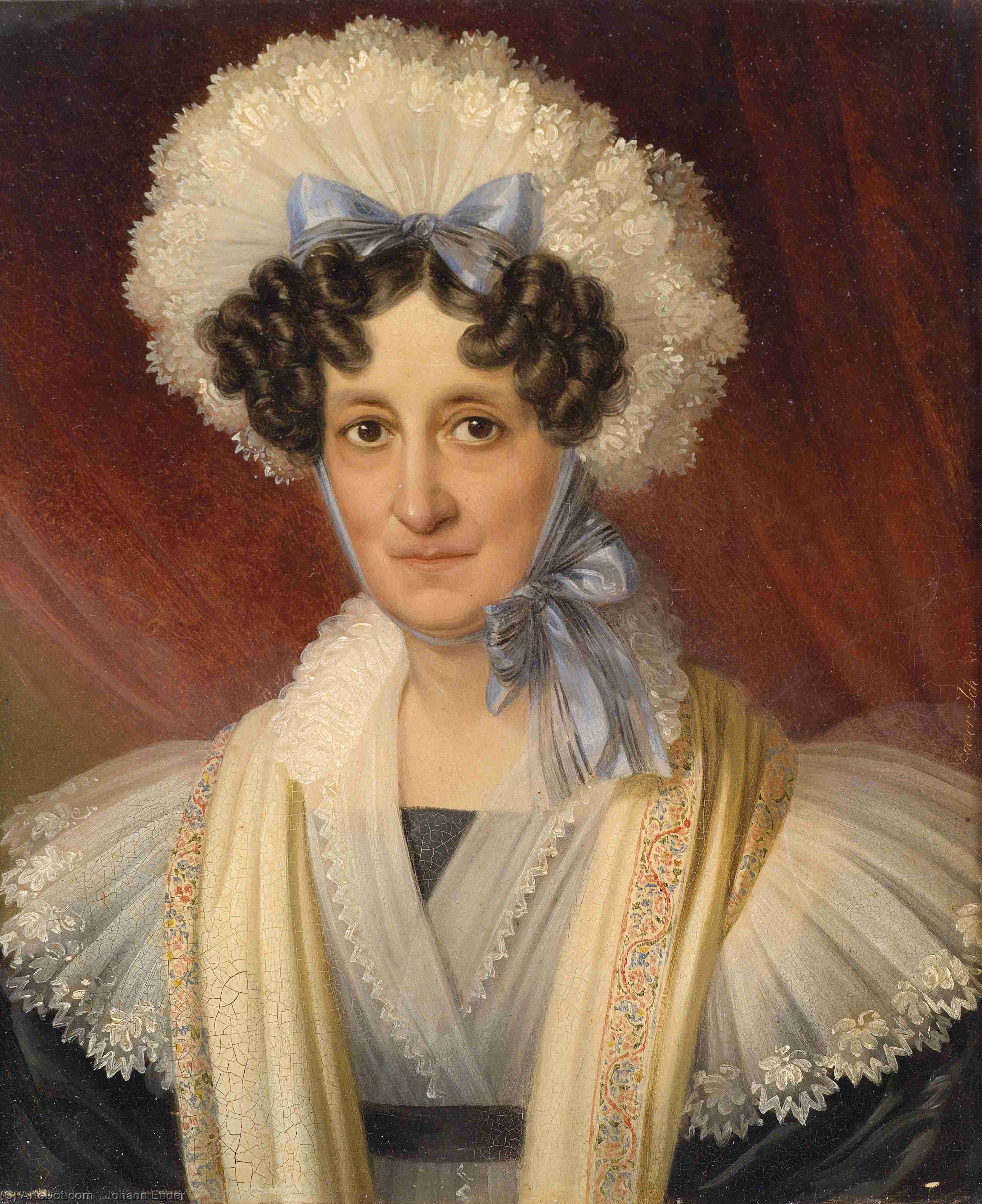 Portrait Of A Lady With Lace Bonnet — Johann Nepomuk Ender