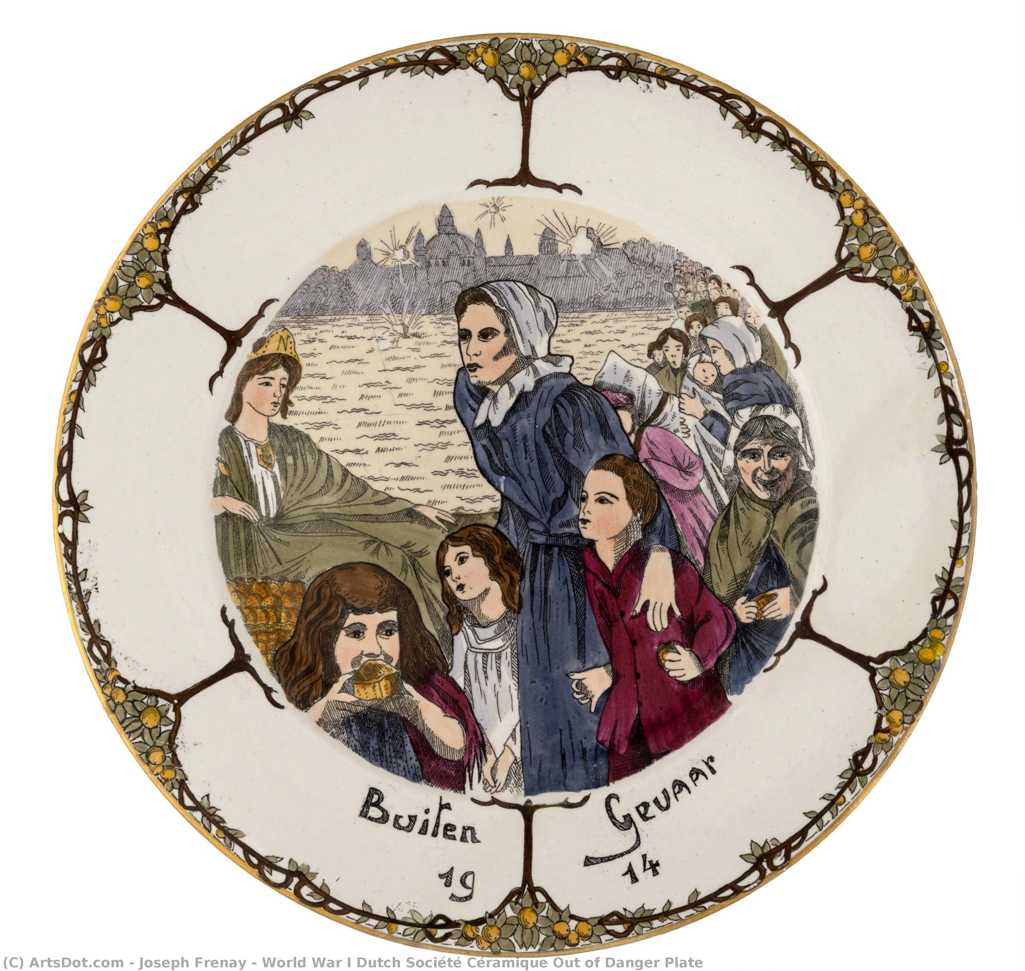 World War I Dutch Société Céramique Out Of Danger Plate — Joseph Frenay