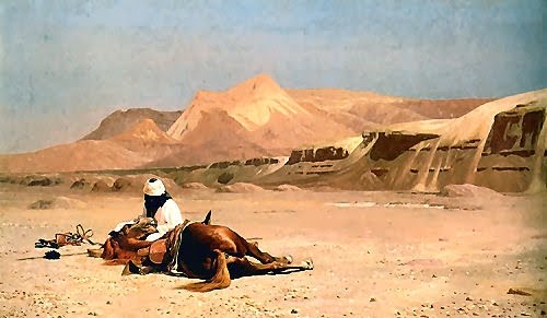 An Arab And His Horse In The Desert — Jean-léon Gérôme