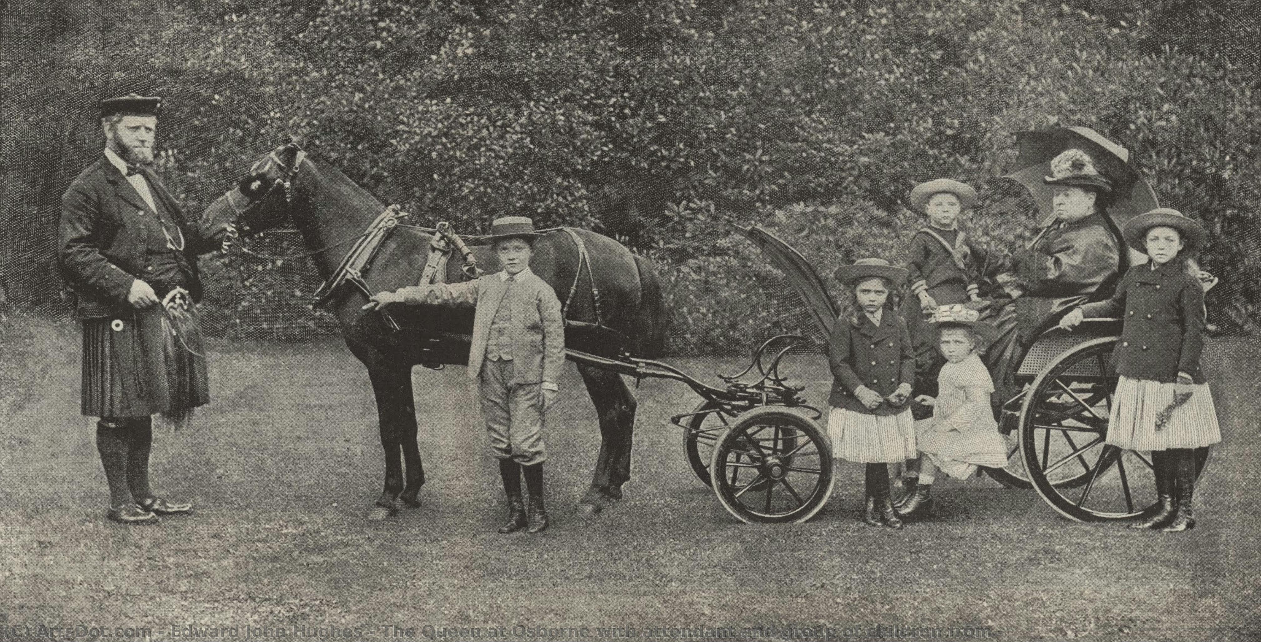 The Queen At Osborne With Attendant And Group Of Children From — Edward John Hughes
