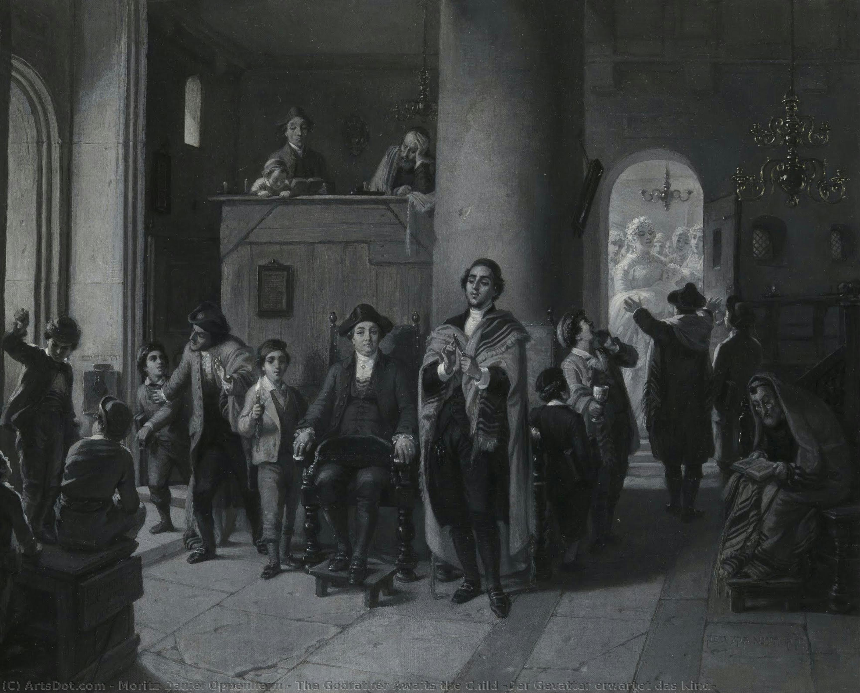 The Godfather Awaits The Child (der Gevatter Erwartet Das Kind) — Moritz Daniel Oppenheim