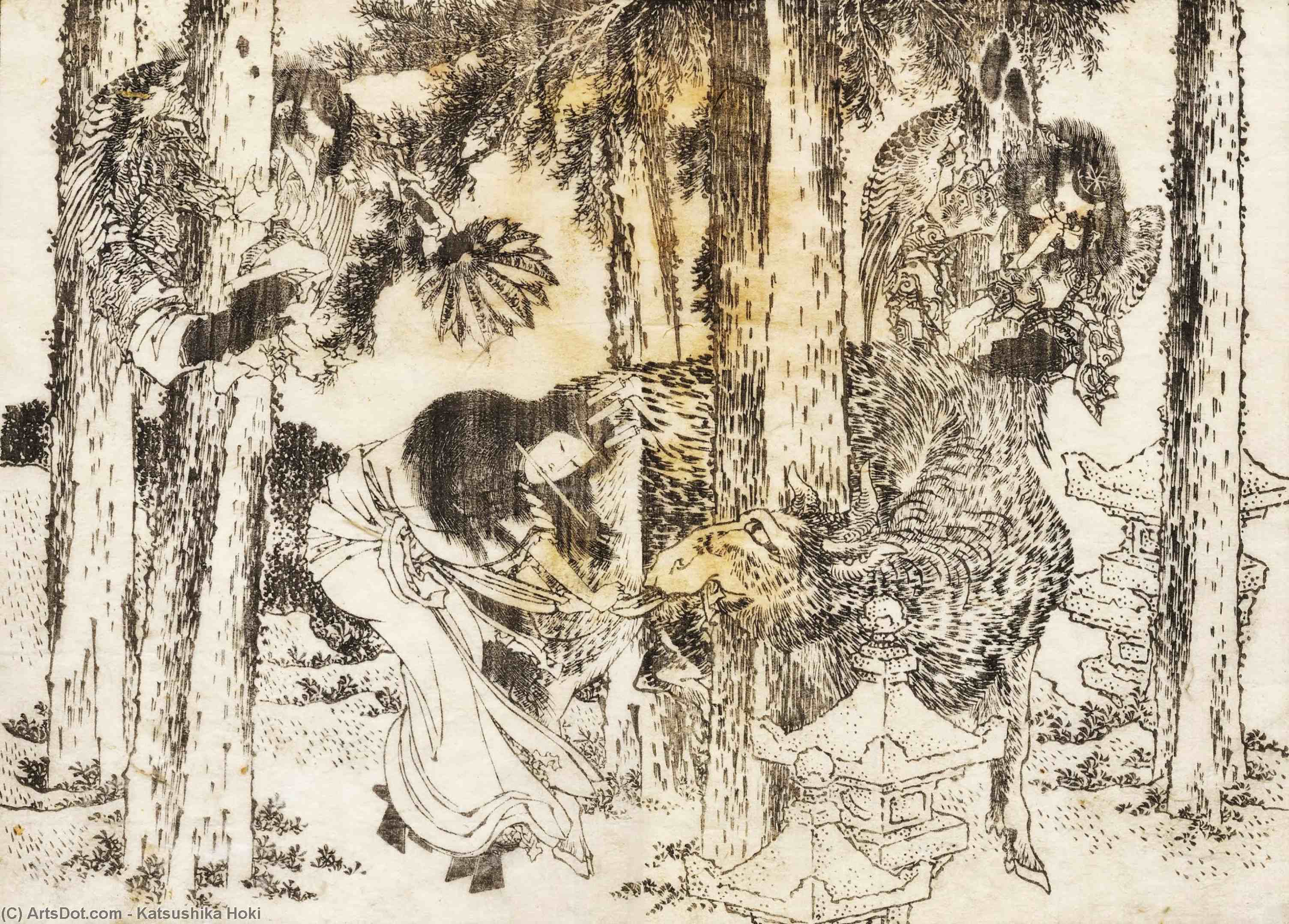 Eine Frau Führt Eine Fluchzeremonie Durch — Katsushika Hokusai