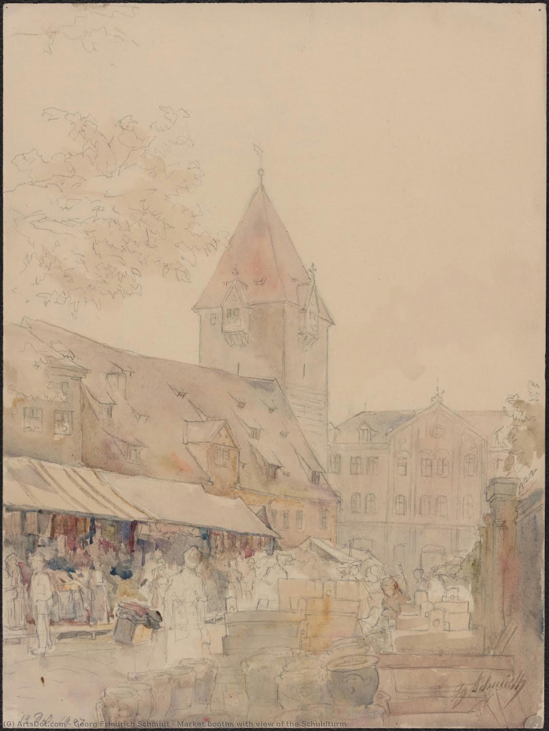 Market Booths With View Of The Schuldturm — Georg Friedrich Schmidt