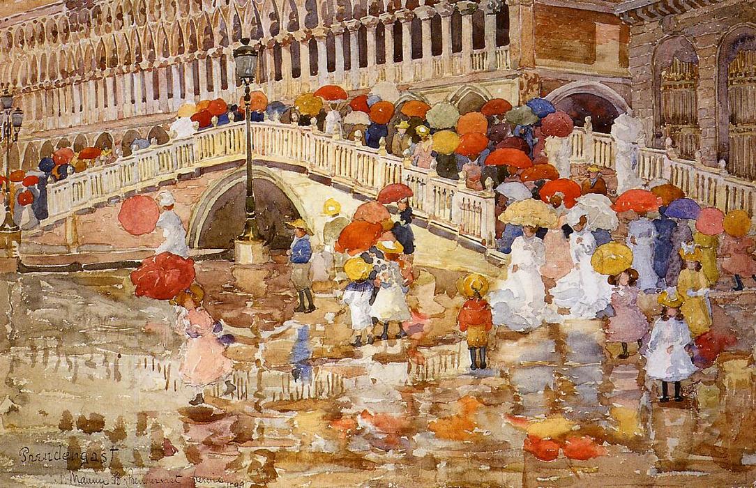 Umbrellas In The Rain — Maurice Brazil Prendergast