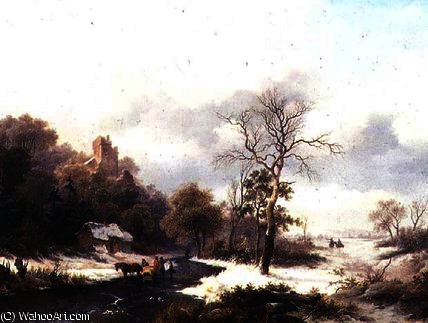 Travellers In A Winter Landscape — Frederick Marianus Kruseman