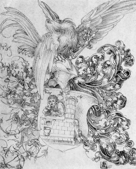 Coat Of Arms With Open Man Behind — Albrecht Dürer