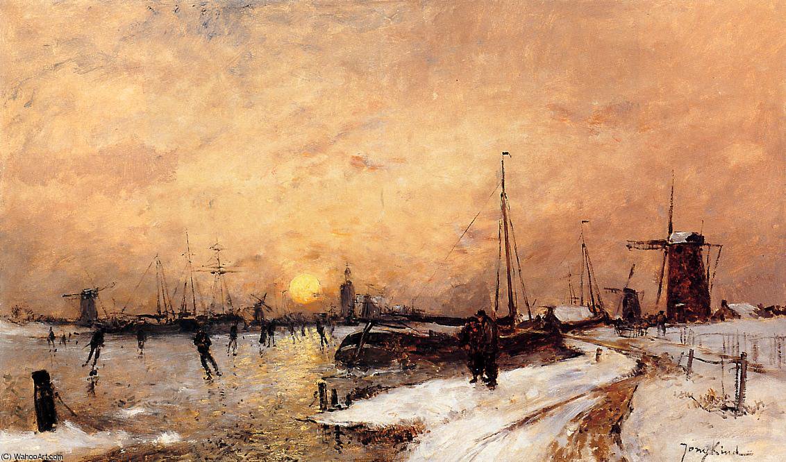 Skaters At Dordrecht — Јохан Бартолд Јонгкинд