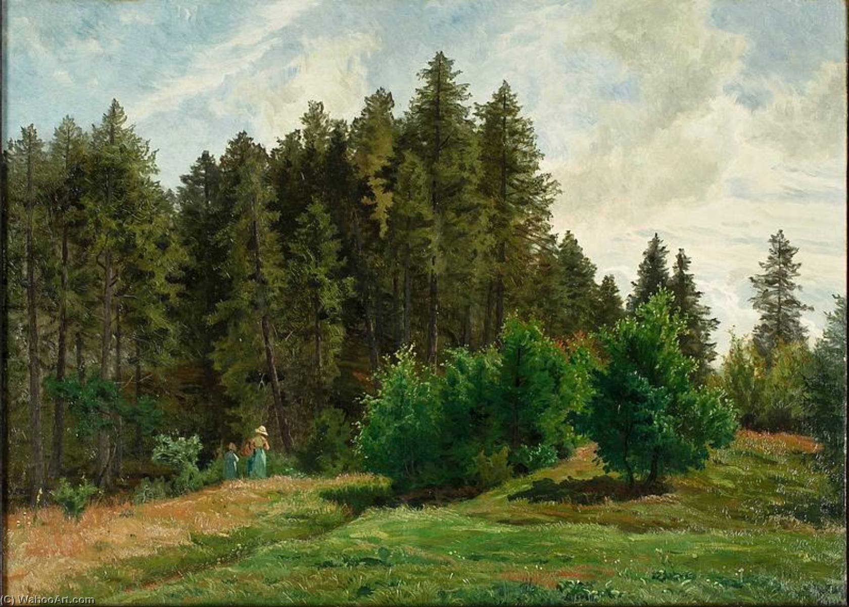 Forest Landscape With Two Figures — Olof Arborelius