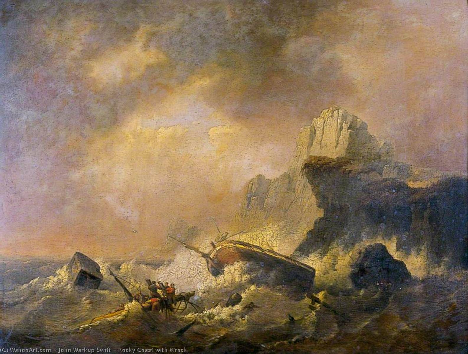 Rocky Coast With Wreck — John Warkup Swift