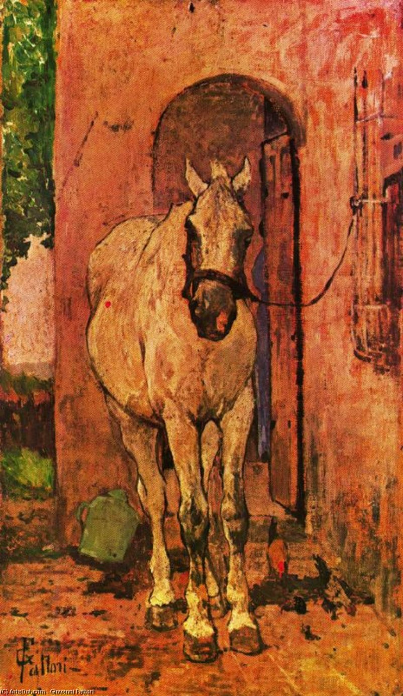 White Horse In Fron Of A Door — Giovanni Fattori