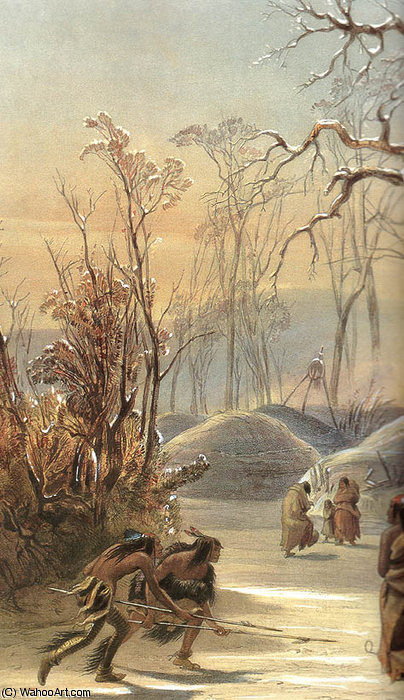 Winter Village Of The Minatarres — Karl Bodmer