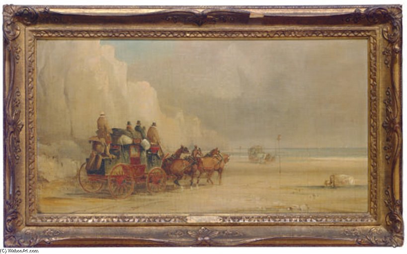 London-dover Mail Coach Ferrying A River; And A Companion Painting — Charles Cooper Henderson