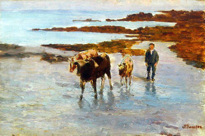 Les Vaches Sur La Plage À Raguenez (titre Inscrit) — Joseph-félix Bouchor