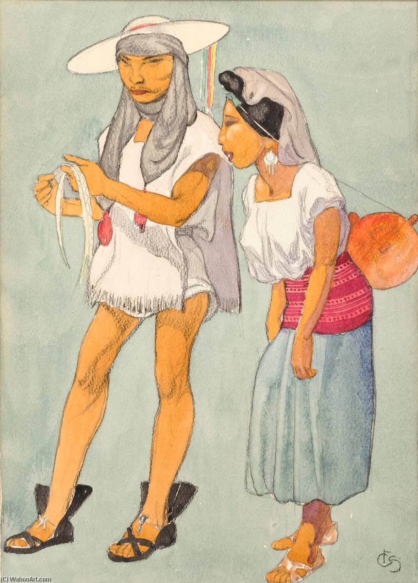 Man And Woman In Regional Costume, Indians Of Novachuc — Carl Folke Sahlin