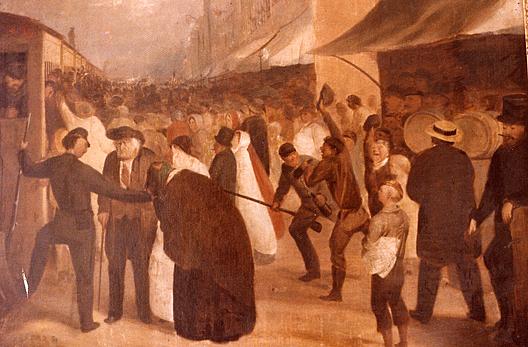Farewell To Civil War Soldiers At Railroad Station, (painting) — David Gilmour Blythe