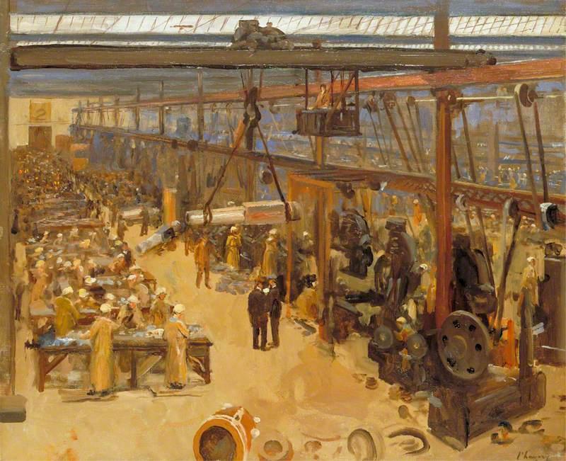 Scene At A Clyde Shipyard, Messrs. William Beardmore ^ Co. — Sir John Lavery
