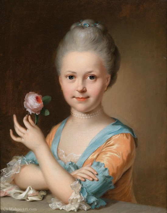 Portrait Of A Young Girl With A Rose — Johann Heinrich The Elder Tischbein