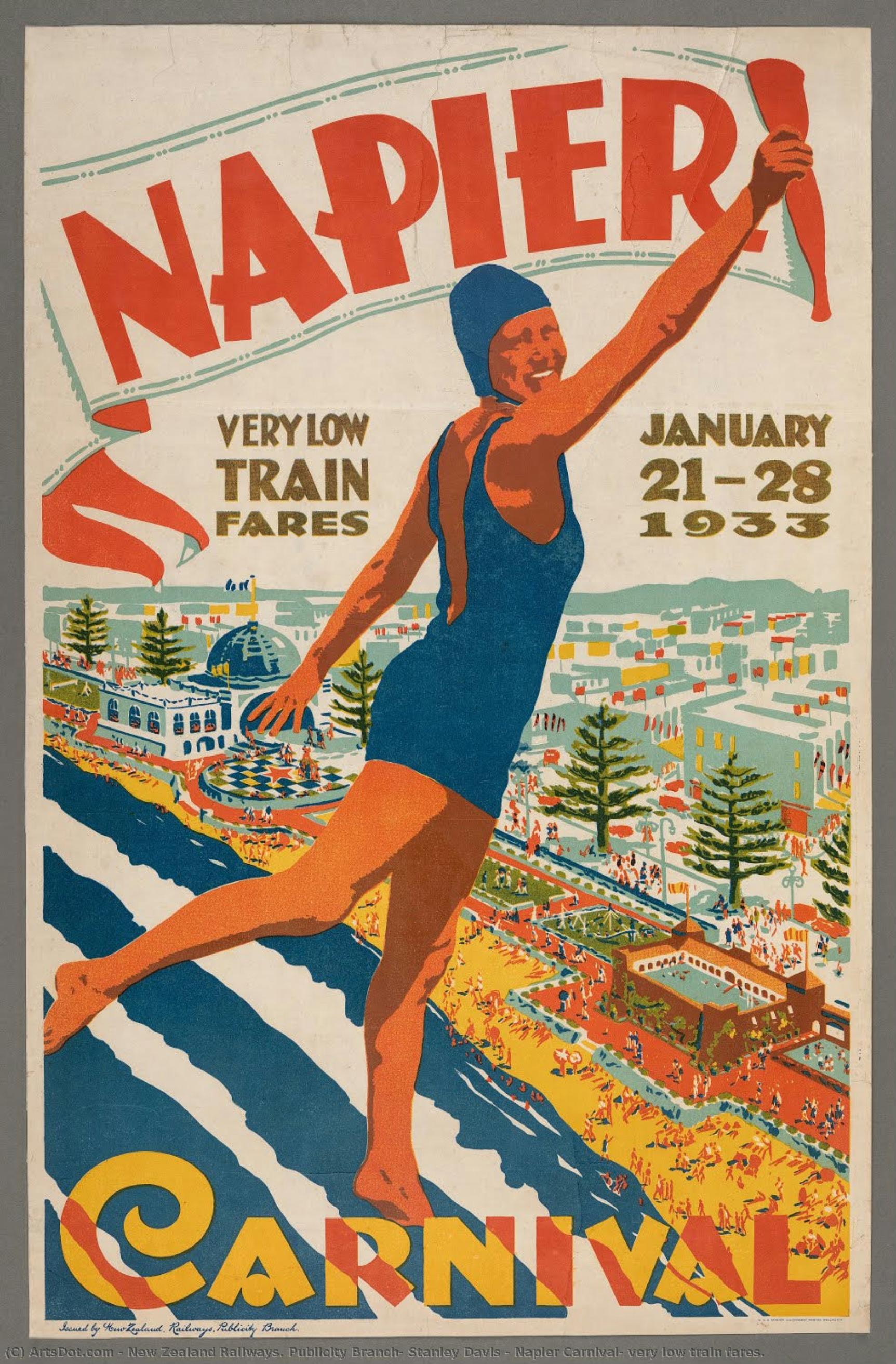 Napier Carnival: Very Low Train Fares. — New Zealand Railways. Publicity Branch, Stanley Davis