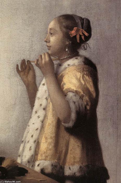 Woman With A Pearl Necklace (detail) — Johannes Vermeer