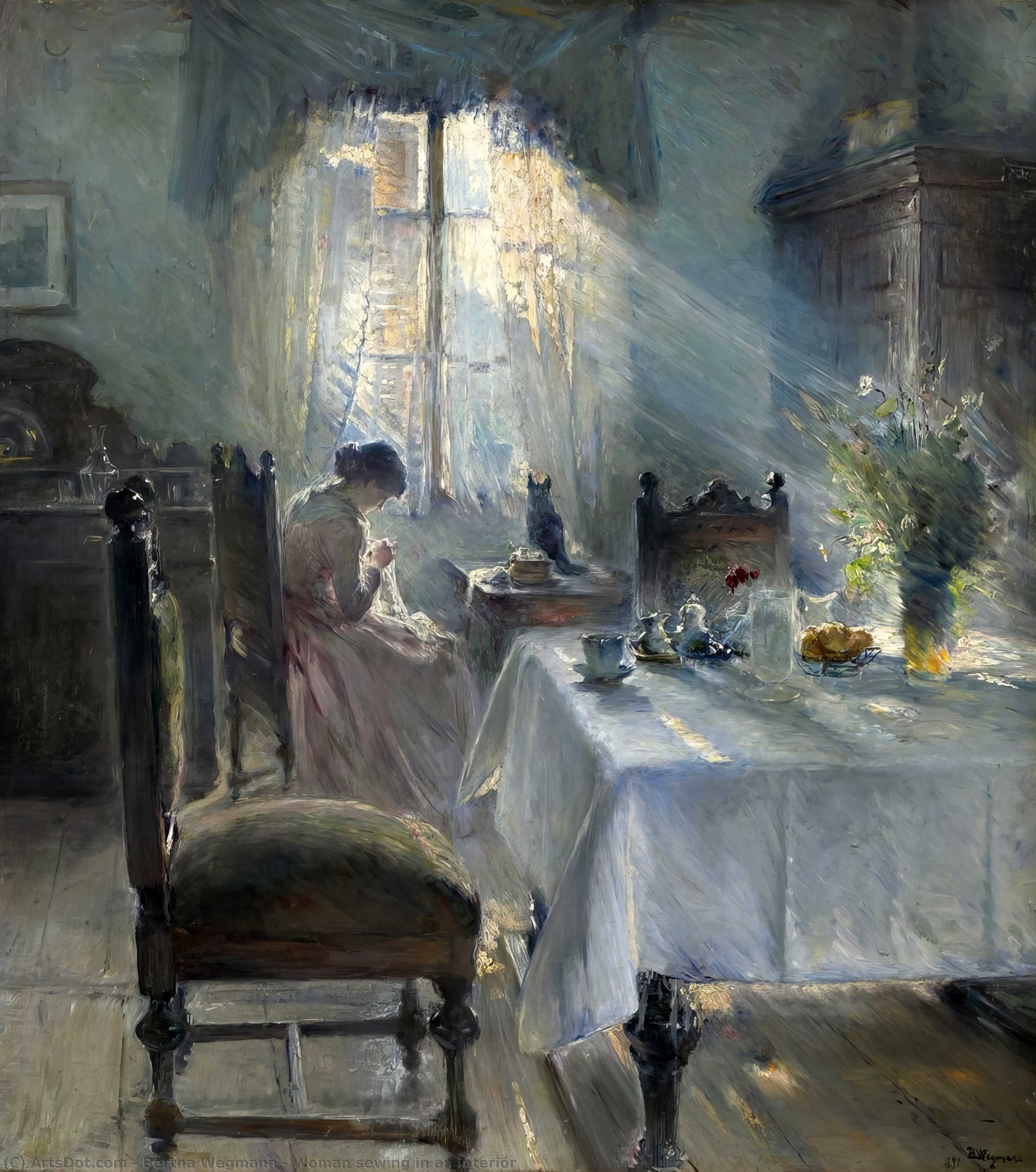 Woman Sewing In An Interior — ベルタ・ヴェグマン