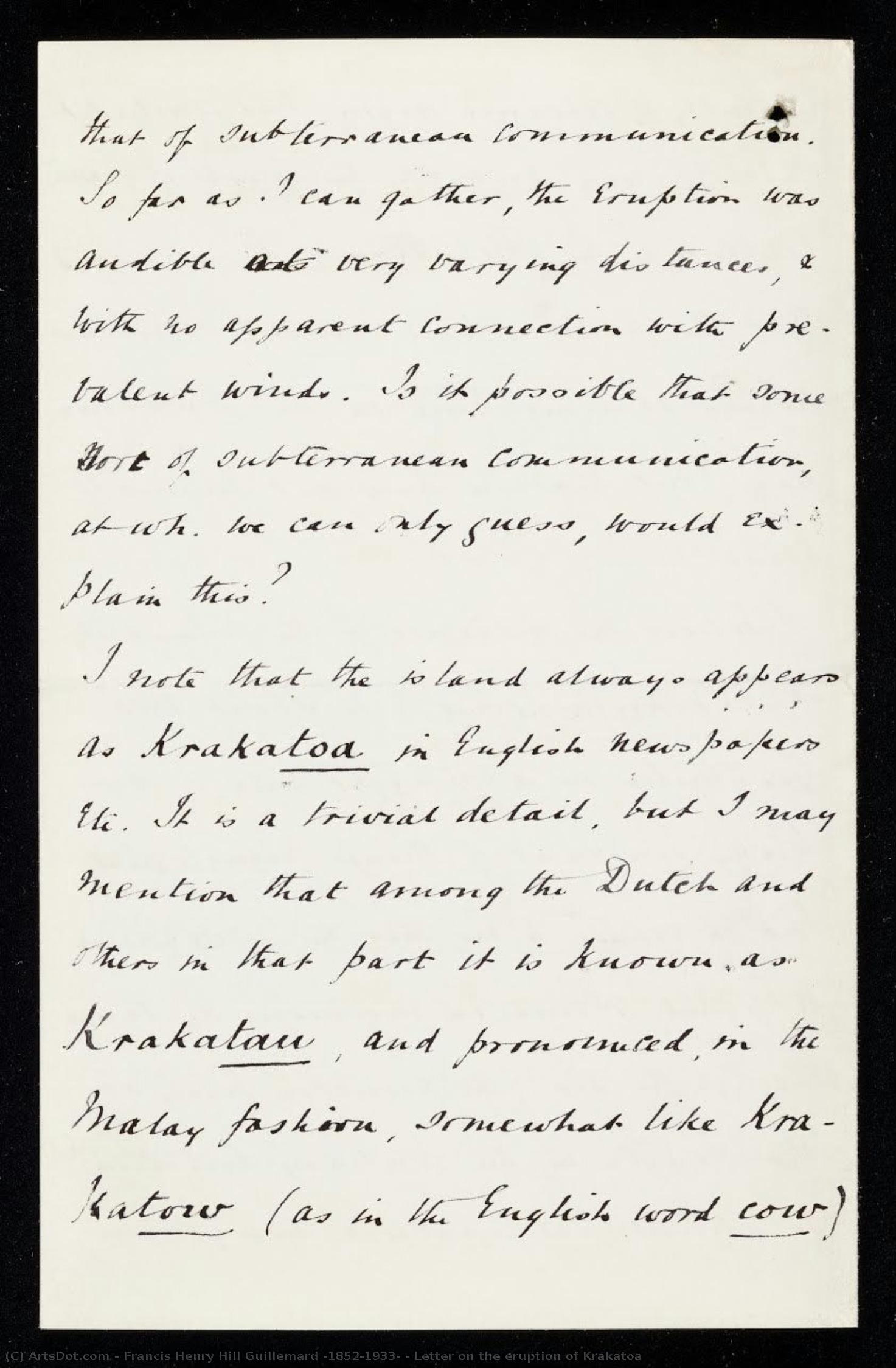 Letter On The Eruption Of Krakatoa — Francis Henry Hill Guillemard (1852-1933)