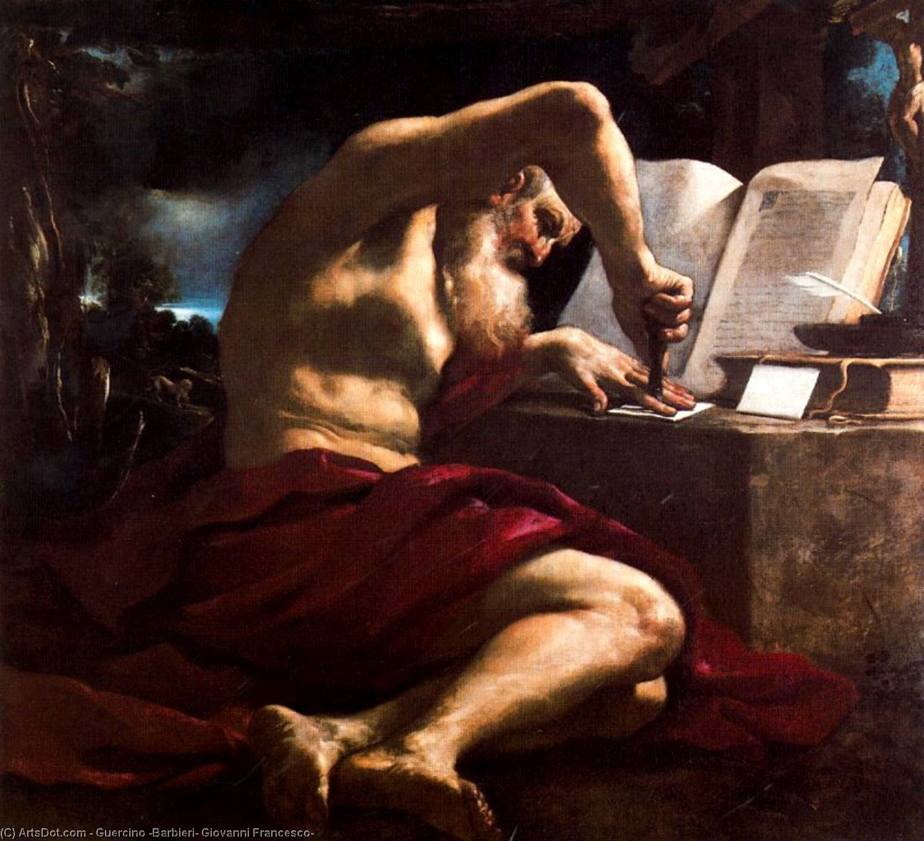 San Girolamo In Atto Di Sigillare Una Lettera — Guercino