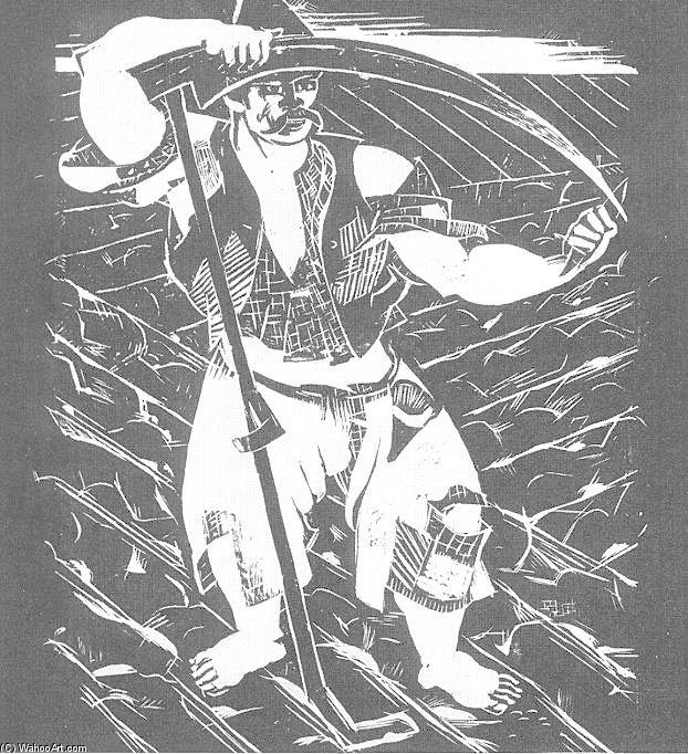 Dózsa-series Ii. Peasant Whettering The Scythe — Gyula Derkovits