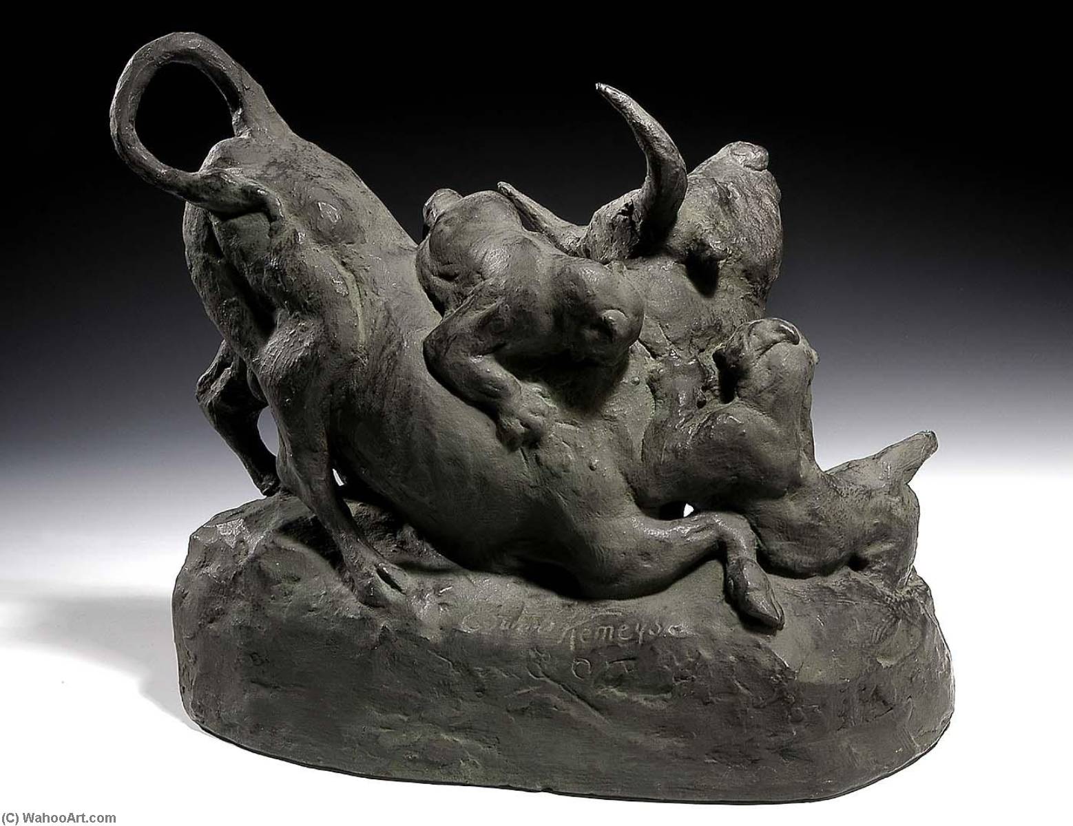 Texan Bull Pulled Down By Jaguars — Edward Kemeys