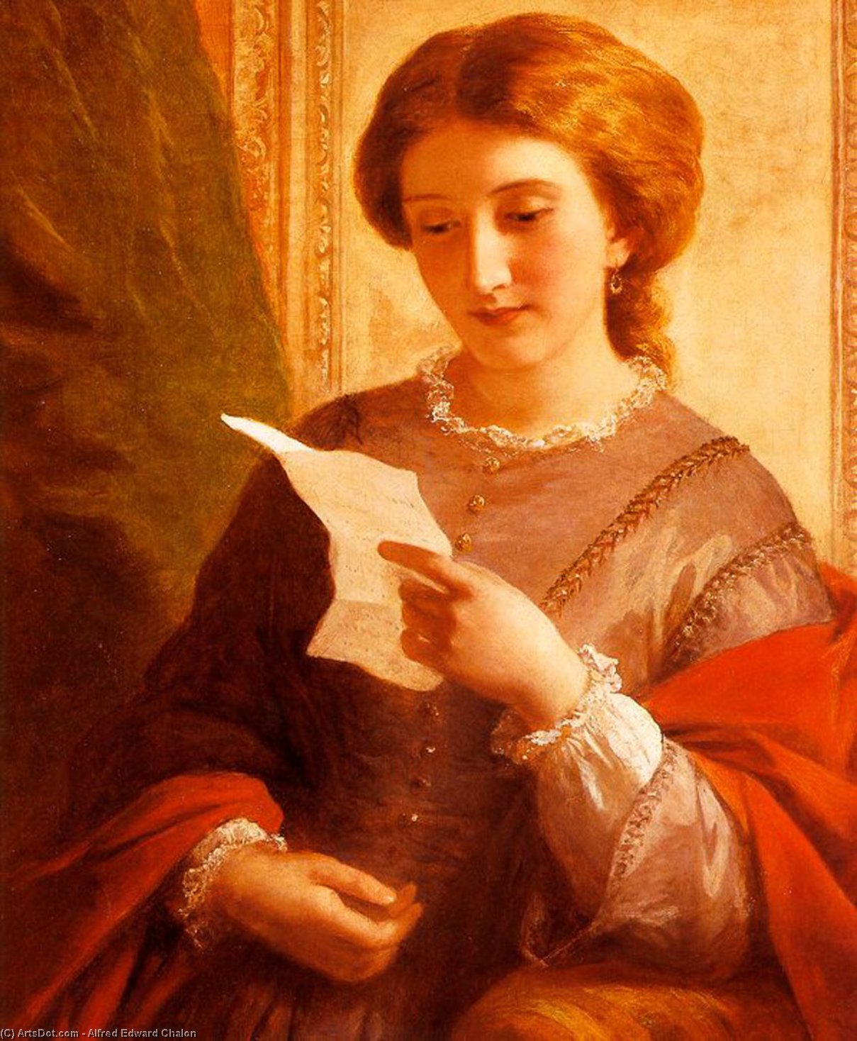 Girl Reading A Letter — Alfred Edward Chalon