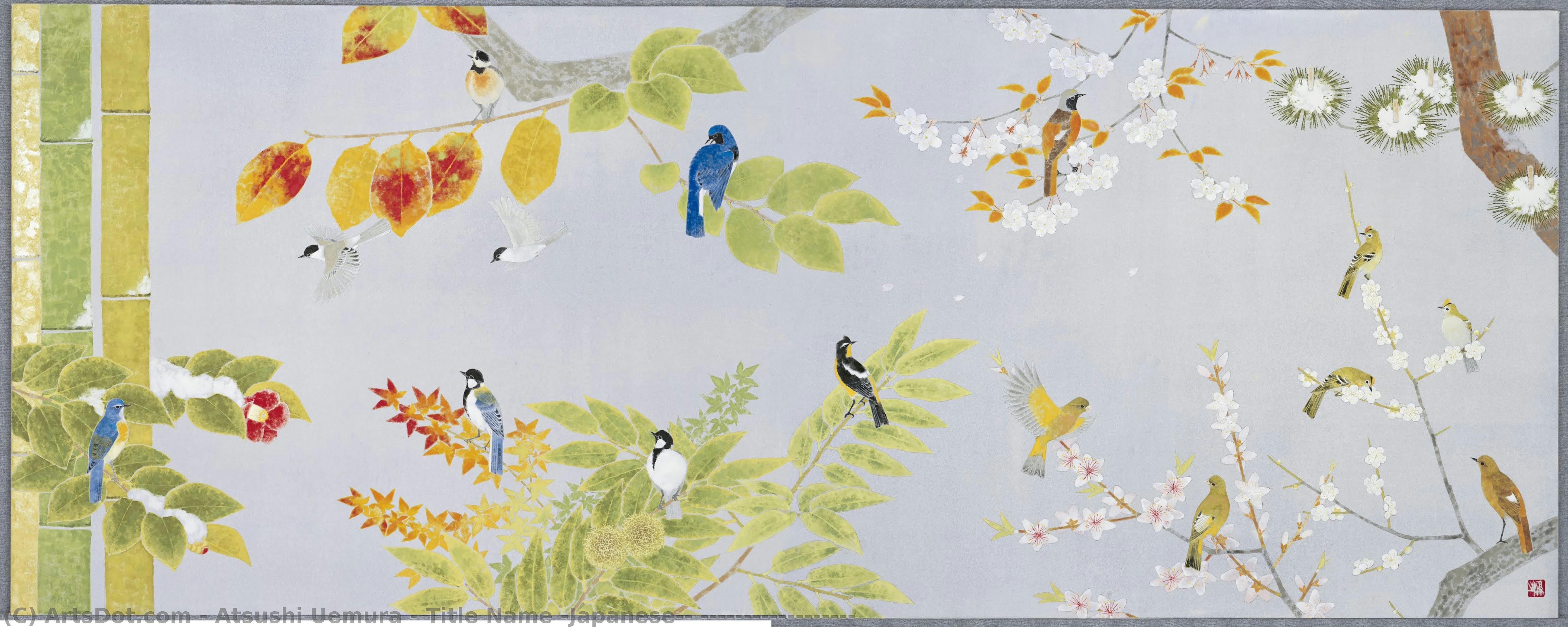Title Name (japanese): 「四季花鳥図」大阪新歌舞伎座緞帳原画 — Atsushi Uemura