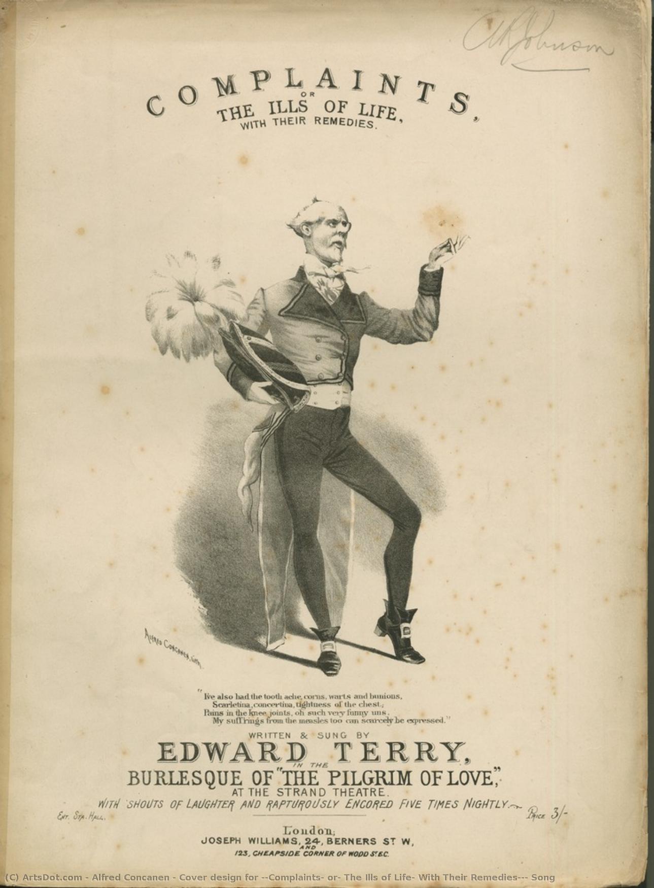 Cover Design For ''complaints, Or, The Ills Of Life, With Their Remedies'', Song — Alfred Concanen