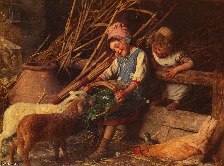Feeding The Lambs — Gaetano Chierici