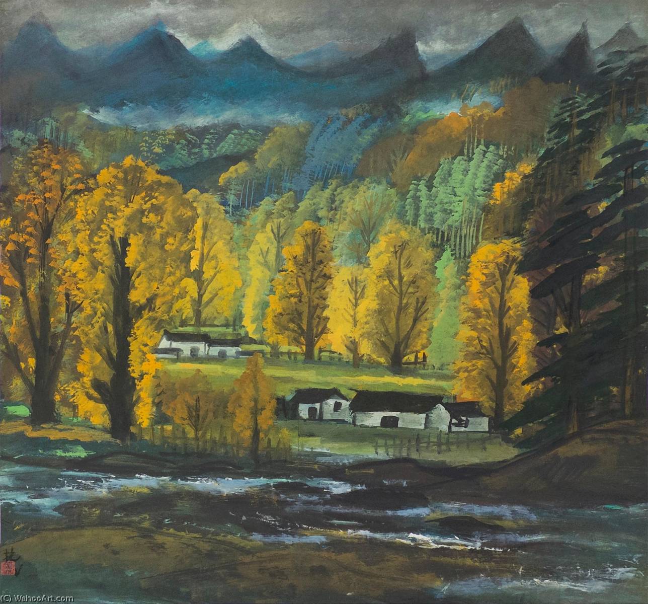 Autumn Forests — Lin Fengmian Flying Geese Over The Lotus Pond