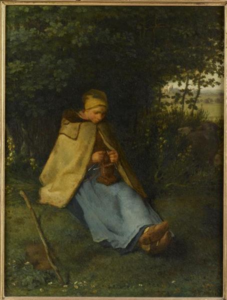 La Tricoteuse Dit Aussi, Une Bergère Assise Tricotant — Jean-françois Millet