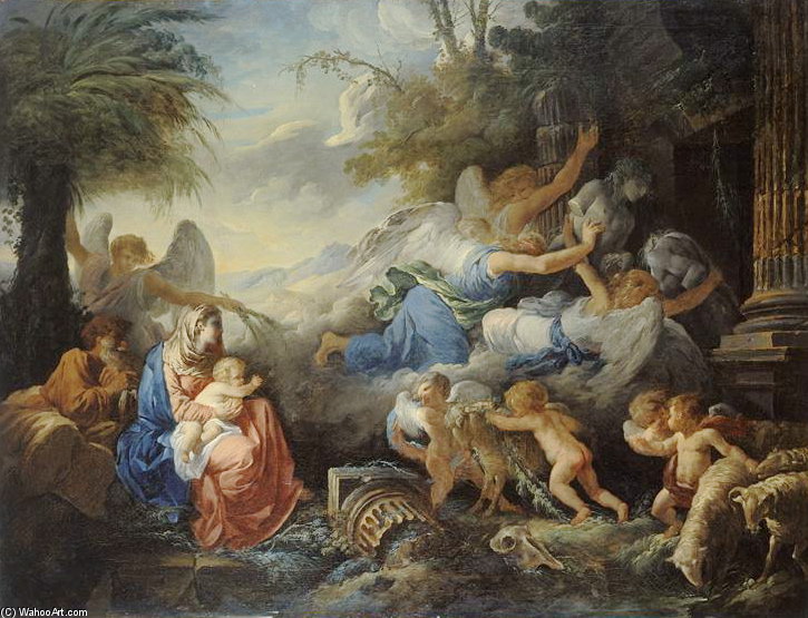 La Chute Des Idoles Et Le Repos Pendant La Fuite En Egypte — Jean Jacques Lagrenée (lagrenée Le Jeune)