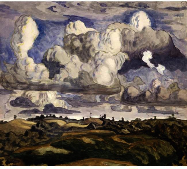 Landscape With Hills And Clouds — Charles Burchfield