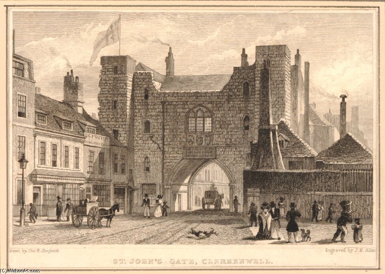View Of The South Front Of The St John's Gate Clerkenwell — Thomas Hosmer Shepherd