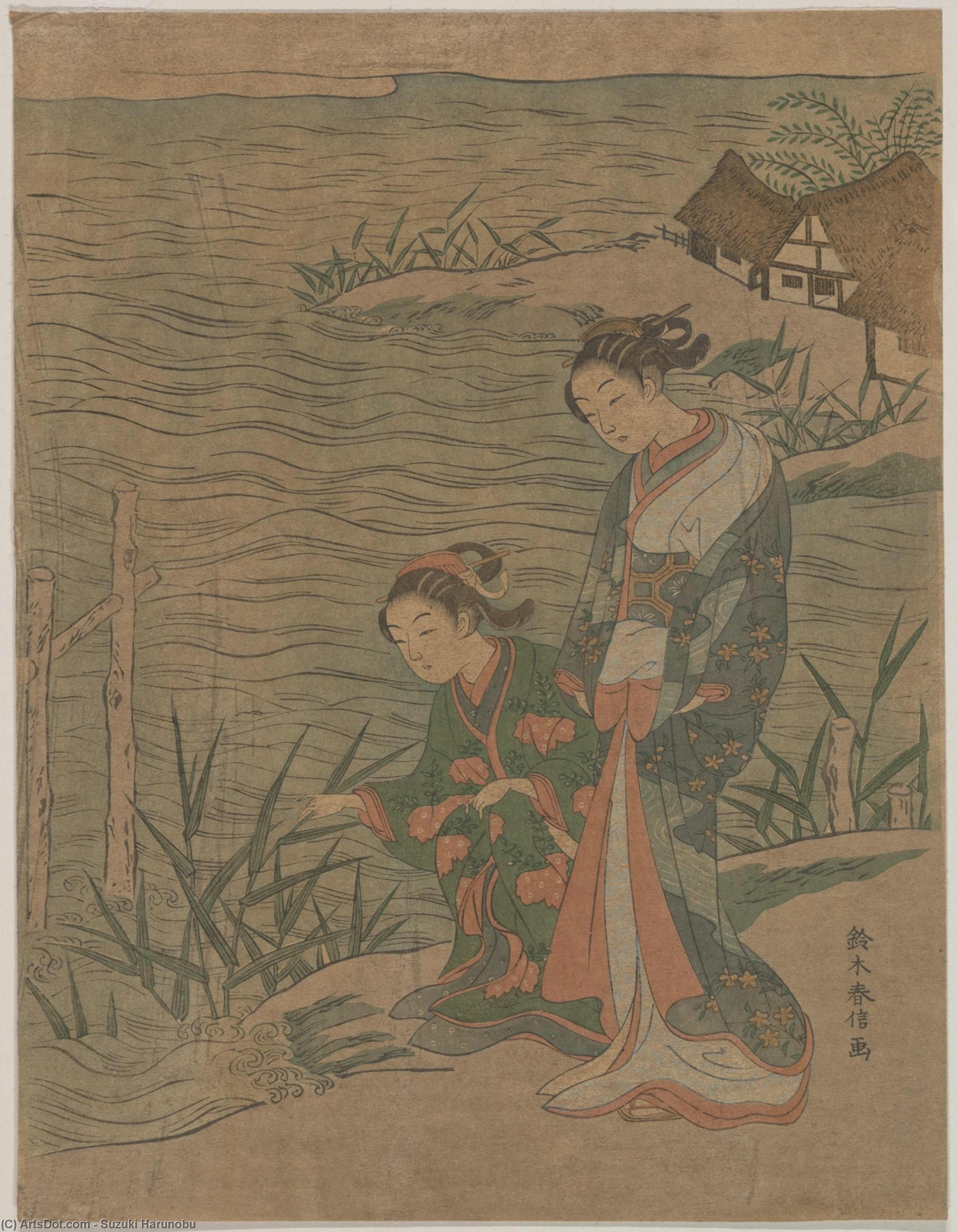 Two Young Ladies At The Shore — Suzuki Harunobu